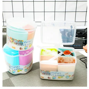 Plastikiniai Suskirstyti Spice Box Virtuvės Prieskonių Indelį Prieskonių Dėžutė Kūrybos Cukraus Jar Druska Jar Virtuvės Reikmenys