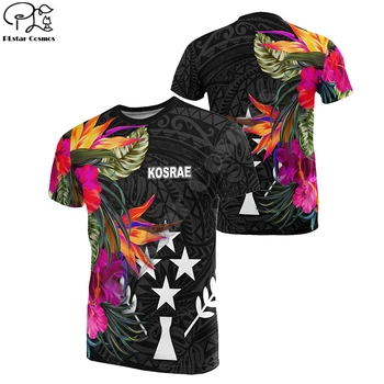 PLstar Kosmosas 2021 Kosrae Polinezijos Mados Vyrų/Moterų Hibiscus T-Shirts 3D Spausdinimo Vasaros Trumpas Rankovėmis Tee Spalvinga Viršūnes Stilius-7
