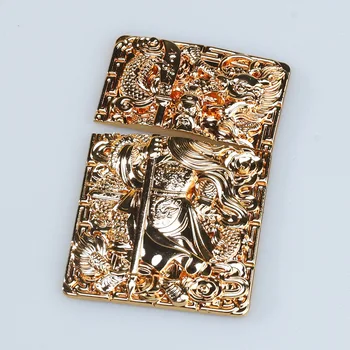 Prabanga 3D Aukso Guan Yu Tekinto Metalo Ženklelis ZP Žibalo Naftos Žiebtuvėliai Šlifuoti Varantys Lengvesni Rankų darbo 