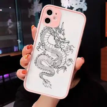 Prabanga dragon Kietas Telefono dėklas Skirtas iPhone 12 11 Mini Pro XR XS Max 7 8 Plus X Matinis skaidrus, Rožinės spalvos Galinį Dangtelį