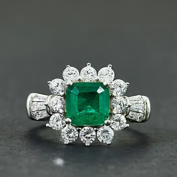 Prabangus retro deimanto žiedas asmenybės kūrybinės naujų smaragdas gamtos cirkonis, smaragdas žiedas moterims Fine jewelry