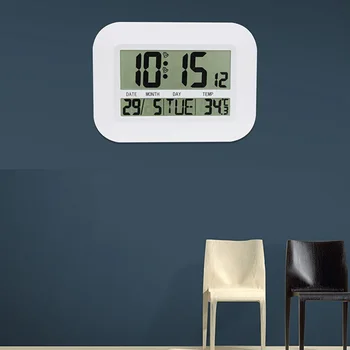 Praktinis Skaitmeninės Sieninis Laikrodis su baterijomis, Paprastas, Didelis LCD Žadintuvas Temperatūra Kalendoriaus Datos Dieną, Home Office