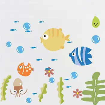 Praktiškas Vonios Kambarys Animacinių Filmų Žuvų Tapetai Kūdikių, Vaikų Kambarys Decal Meno Siena Lipdukas Fone Namo Kambaryje Apdailos Reikmenys