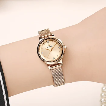 Reloj Mujer WWOOR Moterų Laikrodžiai Prabangos Prekės Ponios Krištolo Apyrankė Žiūrėti Stilingas Rose Gold Kvarcinis Laikrodis atsparus Vandeniui Riešo Žiūrėti