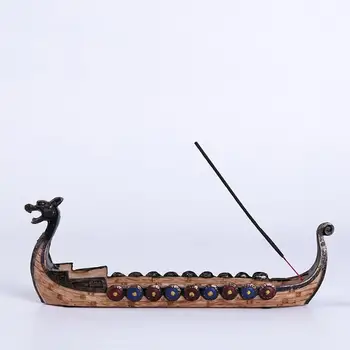 Resin Dragon On Viking Boat Ornament For Festival Aquarium Ornament