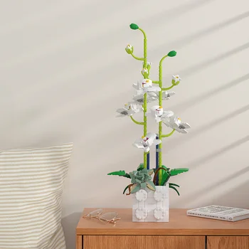 Retro Stiliaus Kinijos Augalams, Vazos, Vazoninių Gėlių, Žalios orchidėjų Žiedų Statybos Blokų, Plytų Priedai Modelio Vaikų Švietimo Žaislas