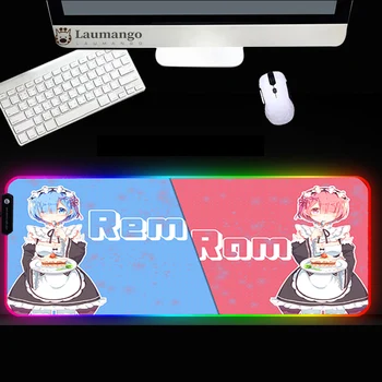 RGB Kilimėlis REZERO Anime Mergina Didelis Žaidimų Pelės mygtukai LED Apšvietimu Kilimėlis Žaidimų Priedai Mousemat tapis de souris gamer