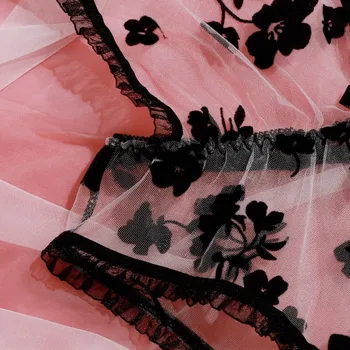 Seksuali vientisa spalva Bowknot Siuvinėjimo Gilia V Nėrinių Apynasrio Tvarstis Bodysuit Moterų Perspektyvos, kvėpuojantis Erotinio apatinio trikotažo komplektas
