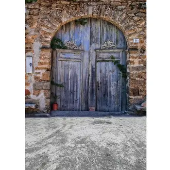 Senas apvalus durų pilies sienos nuotrauka fone fotografijos studijoje rekvizitai