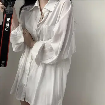 Sexy Marškinėliai Moterims Vieną Krūtinėmis Plonas, Paprastas Negabaritinių Korėjos Stiliaus Prabangus Laisvalaikio Mada Prarasti Moterų Ilgomis Rankovėmis Kietas Palaidinukės