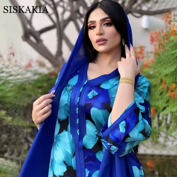 Siskakia Eid Jalabiya Kuklus Hijab Suknelė Moterims 2021 Maroko Caftan Dubajus Omanas Kuveitas arabų Artimuosiuose Rytuose Islamo Apranga