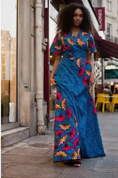 Skaitmeninis Atspausdintas Suknelė 2021 Naują Afrikos, Plius Dydis Moterų V-Kaklo, Trumpas Rankovėmis Collocation Diržo Mados Seksualus-Line Paprasta Suknelė