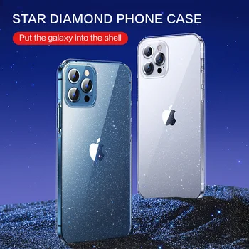 SmartDevil Sparkle Žvaigždėtas dangus Telefono dėklas skirtas iPhone 12 Pro Max Aiškiai iPhone 12 Pro Galinį Dangtelį Blizgučiai Bling