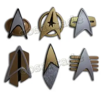 Star Cosplay Žygį Starfleet Kapitonas Ženklelis Combadge Reitingas Pip Pin Insignia Sagė Halloween Carnival Prop