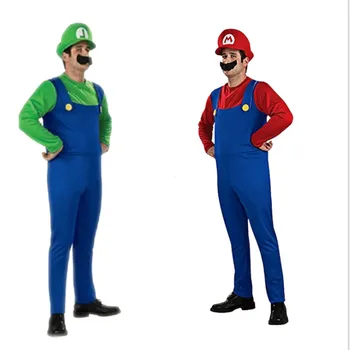 Suaugusiųjų vaikų žaidimų, animacinių filmų super santechnikas Luigi broliai vaidmuo žaisti kostiumas Helovinas Kostiumas