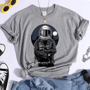 T Marškinėliai Cool Astronautas Astronautas Spausdinti Moterų Marškinėlius Juokinga Atsitiktinis Marškinėliai Moterų Harajuku Hip-Hop Moteris trumpomis Rankovėmis Viršūnes
