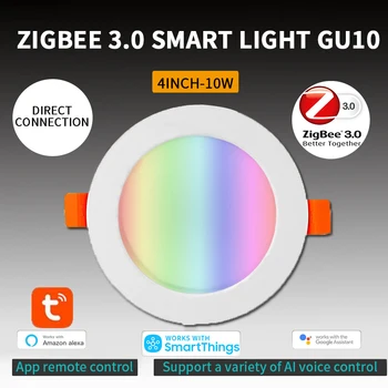 Tuya Zigbee 3.0 LED Downlight Embedded Turas Vietoje Šviesos 7W 10W Smart Tamsos Lubų Lempa RGB Spalva Keičiasi Šilta Šalta Balta