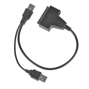 USB 2.0 prie SATA 7 Kabelis 2,5 colio SATA Kietąjį Diską Išorės +15Pin SSD HDD Adapteris Office Rūpintis Kompiuterių Reikmenys