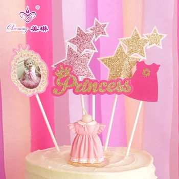 Vaikų šalis tiekia gimtadienio kūrybos princesė pyragas apdaila kombinezonai su antkrūtiniais kūdikių sijonas mažų žvakių rinkinys