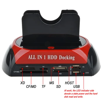 Visi 1 Hdd Docking Station USB 2.0 Kietąjį Diską, Kortelių Skaitytuvą Hub 2.5 3.5 SATA IDE Doko Adapteris ES/JAV/AU/UK Kištukas