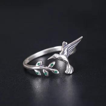 Volta Van Moterų Žiedai 925 Sterlingas Sidabro Cirkonis Fine Jewelry 2021 Naujas Hummingbird Madinga, Elegantiška Trumpa Atidarymo Dizaino Žiedai