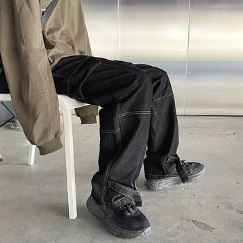 Vyrai džinsai Pločio Kojų džinsai ziajać Prarasti Tiesiai Baggy vyriški džinsai Streetwear Hip-Hop atsitiktinis Riedlentė kelnes S-5XL Neutralus kelnės