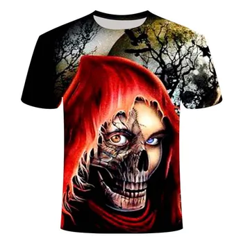 Vyriški 2021 naujas vyrų vasaros siaubo demonas 3D kaukolė spausdinti vyriški trumparankoviai marškinėliai 3D spausdinimo kvėpuojantis įdomus T-shirt