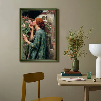 Waterhouse Gėlių Moteris Drobė, Tapyba Sielos Rožės Iliustracijų Nuotraukos Šiaurės Derliaus Sienos Meno Plakatas Kambarį Dekoro