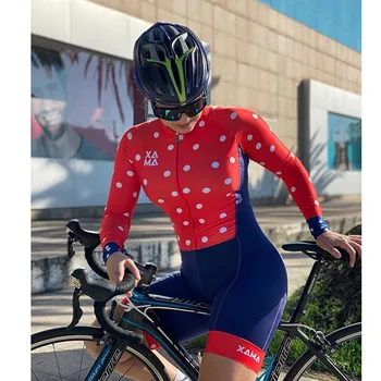 XAMA Roupa De Ciclismo Feminin ilgomis Rankovėmis Skinsuit Pavasarį, Rudenį Moterų Lauko MTB Dviračių Drabužių Jumpsuit Šortai Dviračiu Dėvėti