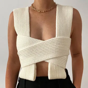 YICIYA 2021 Europos ir Amerikos gatvės kryžiaus megztiniai viršų seksualus bazės vilnos megztiniai megztinis liemenė moterims 