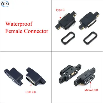 YuXi 2vnt USB 3.1 C Tipo 6P / USB 2.0 4P / Micro USB 5P 5pin Vandeniui Moterų Jungtis Įkrovimo Kroviklis Uosto Jack Lizdas Dokas