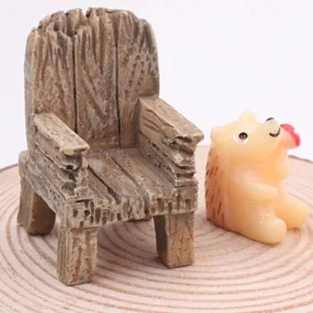 ZOCDOU 1 vnt Porankiu Medžio Imitacija, Kėdės Modelis Statula Statulėlės Ornamentu Miniatiūros Sodo Dekoro 
