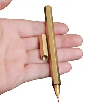 Šešiakampis 0,5 mm Gelio rašalo Rašiklis Rankų darbo Žalvario Skystu rašalu Roller ball Pen Klasikinis B36C