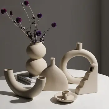 Šiaurės Stiliaus Šviesos Prabanga Mažas Keramikos Vazos Gėlių Išdėstymas Darbalaukyje Dovanų Dekoravimas Ornamentais Namų Dekoro Priedai