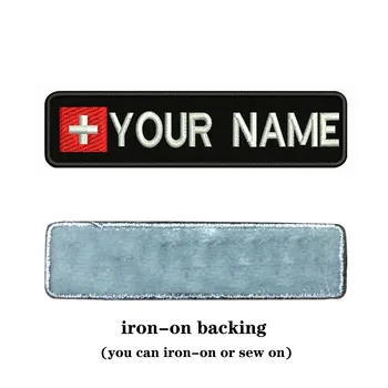 Šveicarijos vėliava Šveicarija 10X2.5cm Siuvinėjimo Užsakymą Pavadinimas Tekstas Pleistro Juostelės ženklelis Geležies Arba Velcro Pagrindo Lopai Drabužiai