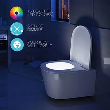1-10VNT Smart PIR Judesio Jutiklis Tualeto Sėdynė Naktį Šviesa 16 Spalvų Apšvietimas unitazo LED Luminaria Lempos WC Tualeto Šviesos