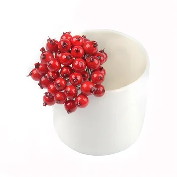 100vnt Mini Plastiko Granatų Uogų Netikras Vaisius Mažųjų Dirbtinių Perlų Gėlių Stamens Vyšnių Vestuvės, Kalėdos, Dekoruoti