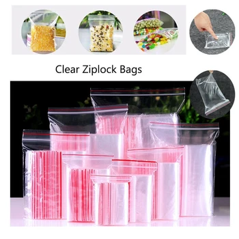 100vnt/Pak Uždaroma Zip Lock Bags Savarankiškai Antspaudas skaidraus Plastiko Poli Maišelį Maisto produktų Laikymo Paketas Reclosable Šviežių Krepšys