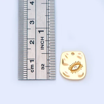 10vnt CZ Asfaltuotas Aukso Tekstūra Evil Eye pagrindiniai mygtukai 14x12mm, 18K Auksu padengtą Žalvario, blogos Akies Pakabukai (GB-1126)