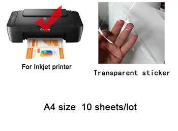 10vnt/daug savęs adhensive PET skaidri įklijos spausdinimo popierius A4 vandeniui už rašaliniai/lazerinis spausdintuvas etiketės, lipdukai
