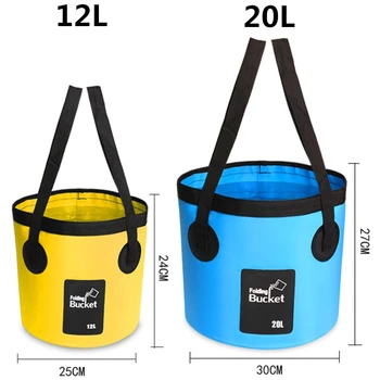 12L 20L nešiojamų kibirą lauko keliauti vandens laikymo krepšys, atsparus vandeniui vandens maišelį žvejybos nešiojamas, sulankstomas kibiras automobilių reikmenys