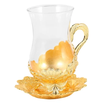 150ML Metalo Kava Stiklo Taurės Europos Stiliaus Cinko Lydinys Išskirtinį Amatų Kavos Rinkinys Arbatos Puodelio Pieno Arbatos Puodelio Vandens Indų Rinkinys