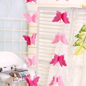 2.7 m Spalvinga 3D Drugelis Popieriaus Girliandą Reklama už Gimtadienio Baby Shower Apdailos Vestuvių Namo Kambaryje Apdailos Reikmenys