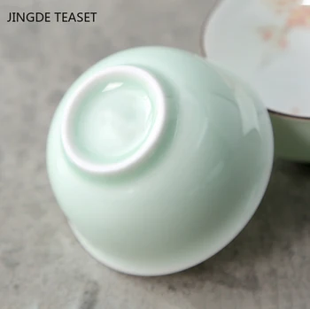 2 vnt./daug Kinų Keramikos Teacup Išskirtinį ranka-dažytos Slyvų žiedų modelio Arbatos dubenėlį Master Cup Teaware Gerti arbatos priedai
