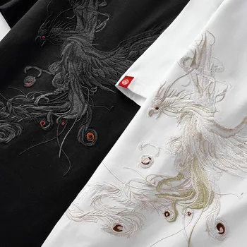 2021 Dizaineris Black Marškinėliai Siuvinėjimo Phoenix Vyrai Gatvės Mados prekinio Ženklo Medvilnės Pusė trumpomis Rankovėmis T-shirt vyrams Viršuje Tee M-4XL
