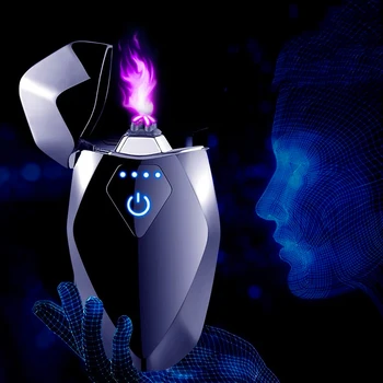 2021 Nauja Elektros Plazmos Dvigubo Kampo Lengvesni USB Mokestis Metalo Vėjo Žvakė Cigarų Vamzdis, Žiebtuvėliai Kūrybinių Dalykėlių Vyrų Dovana
