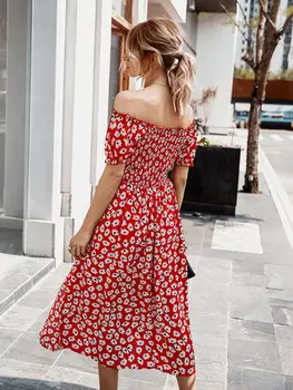 2021 Vasaros Moterų Suknelės, Mados Elegantiškas Backless Padalinta Ponios Paplūdimio Suknelė Seksualus Stebėjimo Gėlių Spausdinti Ponios Atsitiktinis Suknelė