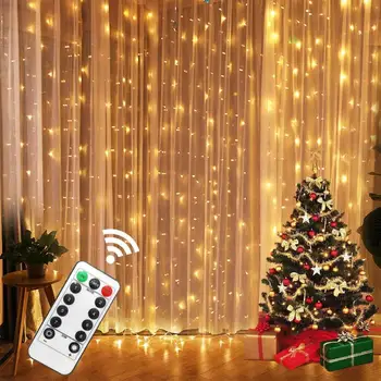 3x3m Nuotolinio LED Styginių Šviesos Užuolaidos USB Baterija Pasakos Lempos Vestuvių LED Vestuvės, Kalėdos, Windows Vestuvių Dekoravimas