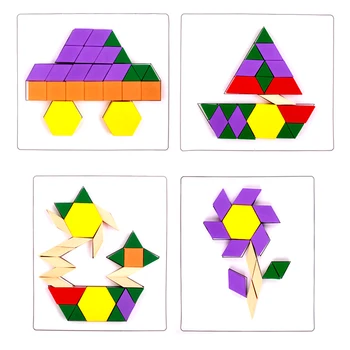 60pcs/set Įvairių Blokų Serija Classic Surinkti Medinis Žaislas Pažinimo Geometrijos Tangram Dėlionė Baby Švietimo Žaislai Vaikams
