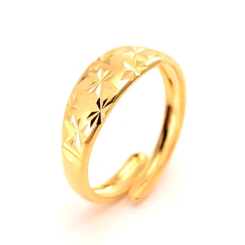 9K Žiedas kietas Baudos TAILANDO BATAS G/F Aukso Arabų adjusable Žiedai keičiamo dydžio Plokštumos Figūra Moterų Paauglių Helovinas Papuošalai